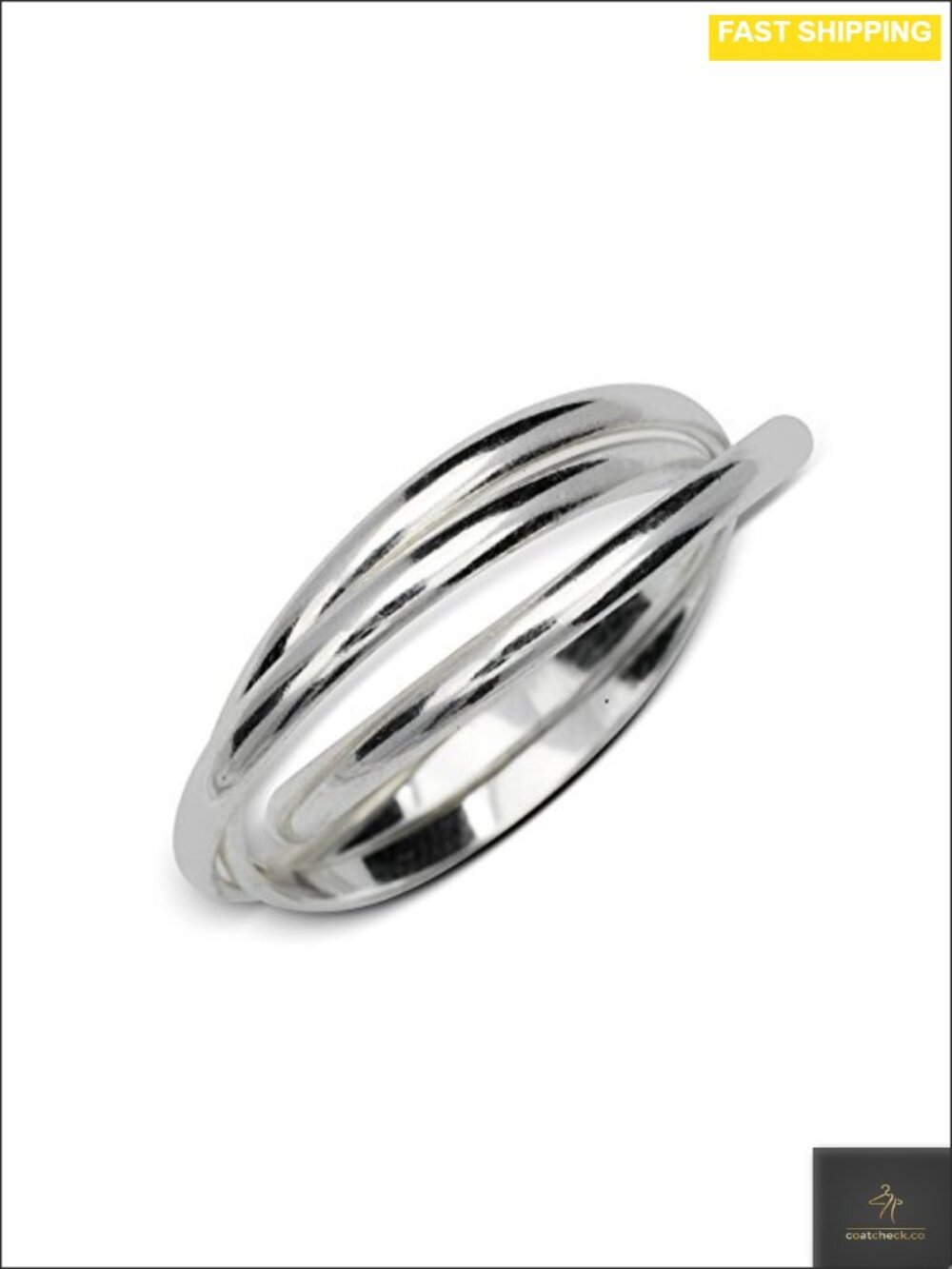 925 Sterling Silver Rolling Ring 6mm Intertwining Triple Band Russian Wedding